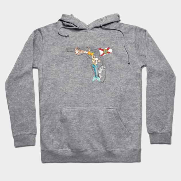 Florida Mermaid Hoodie by Elizabeth Weglein Art